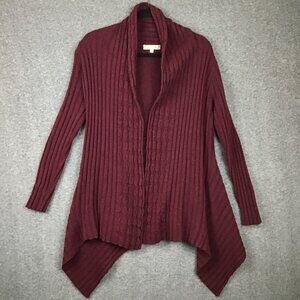 BIANCA B Italian Burgundy Open Front Wool Blend Cardigan
